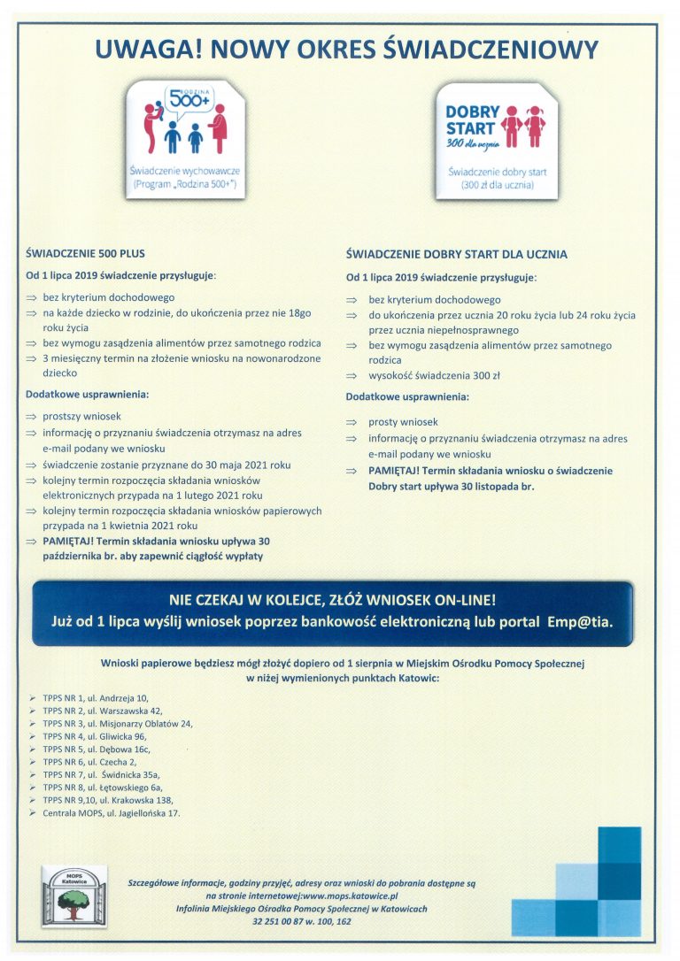 Katowice, prawdopodobnie jako pierwsza gmina w Polsce, wypłaciła dziś środki na dzieci  w rozszerzonej formule programu „500 plus”!